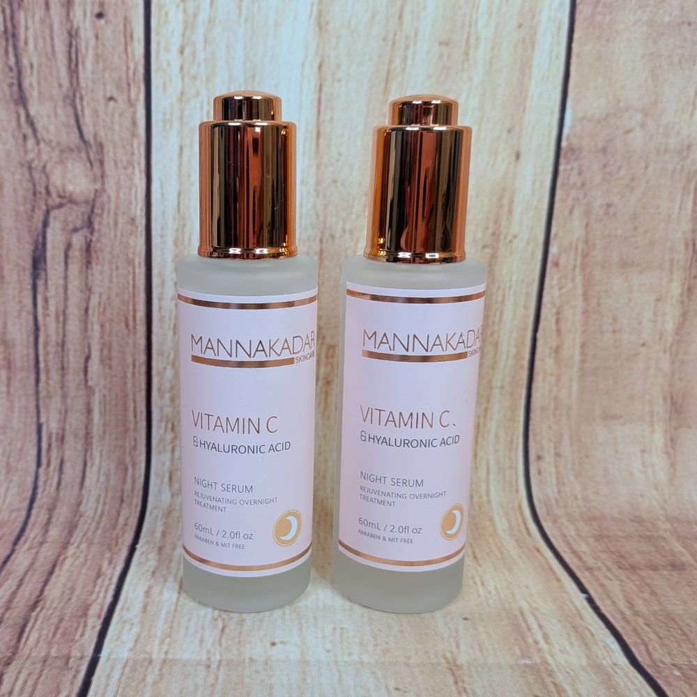 2 PK Manna Kadar Vitamin C Hyaluronic Acid Night Serum 2 oz Each